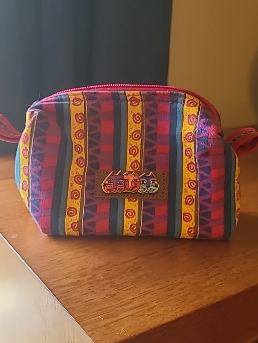 Laurel Burch Cats Canvas Cosmetic Travel Bag Whimsy Colorful Artsy Kitty